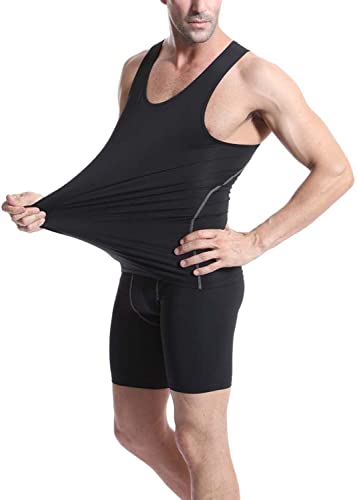 Mens 3 Pack Compression Tank Tops Sleeveless Compression Shirt - color: 3 Pack White, size: XX-Large