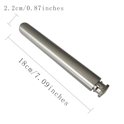 Stainless Steel 2oz Tube Flask Portable Mini Water Bottle & Funnel (Brush Finish, Round Bottom) (Pack of 2) - color: Brush Finish, size: Round Bottom (Pack of 2)