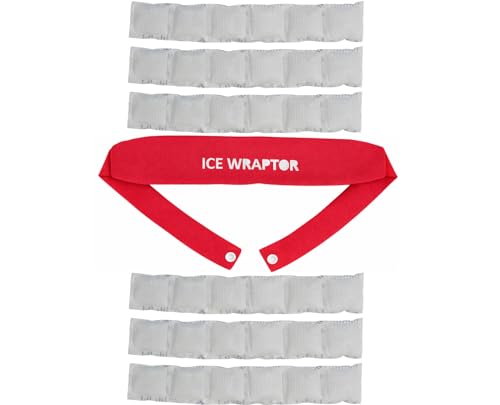 ICE WRAPTOR Cooling Bandana Neck Wrap, Red +6 Reusable Ice Packs, Snap - size: Red Wrap + 6 Inserts