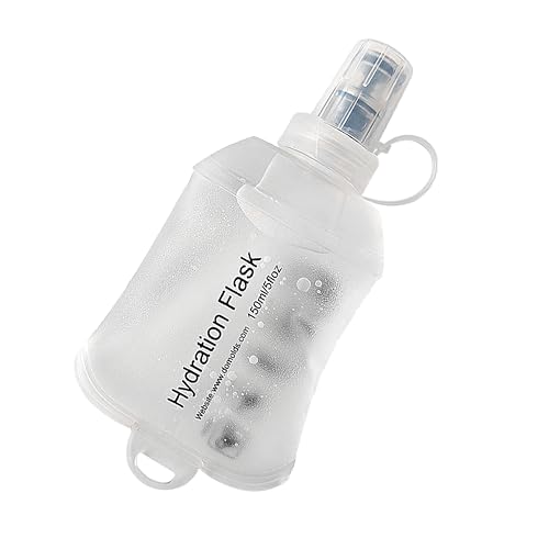 CLINTT 150ml Soft Flask, Foldable Running Water Bottle, TPU Folding Soft Water Flask, BPA-Free Collapsible Flask for Hydration Pack Running Vest, Cycling, Climbing, Hiking - 1Pcs, White - color: 150ml white