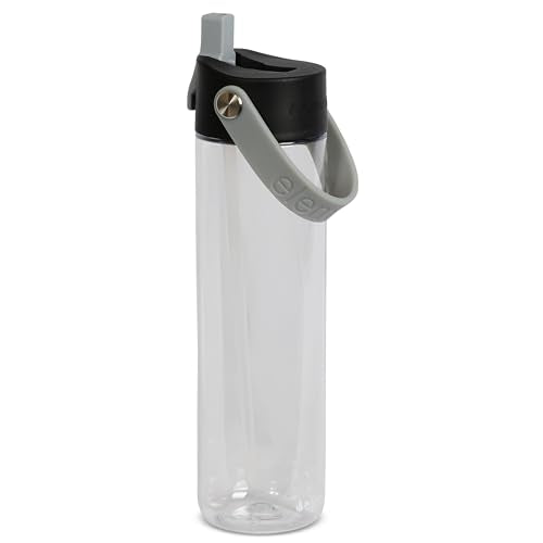 Elemental Splash 26oz Tritan Plastic Reusable Water Bottle w/Straw & Strap - color: Midnight Clear, size: 26 Ounces