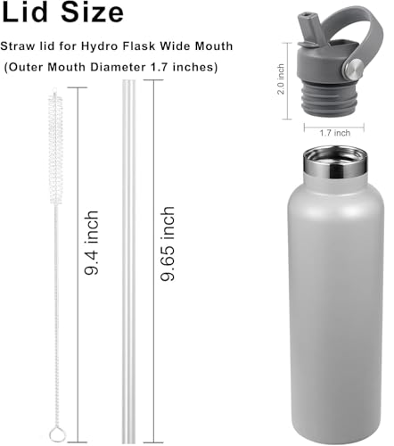 RRegeny Straw Lid fits Hydro Flask Standard Mouth, 21 24 oz, Sports Flex Cap Water Bottle Accessories Replacement Top - color: Gray+1pack