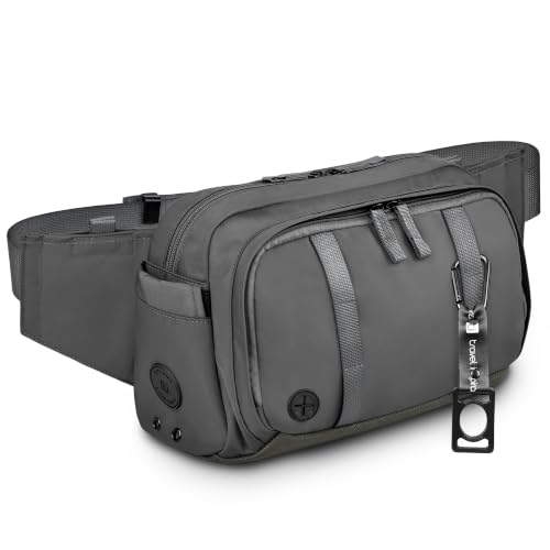 Large Crossbody Waist Bag Tactical Fanny Pack for Men Hip Bum Bag with Water Bottle Holder Adjustable Belt, Workout Traveling Casual Running Hiking Cycling - color: Grey