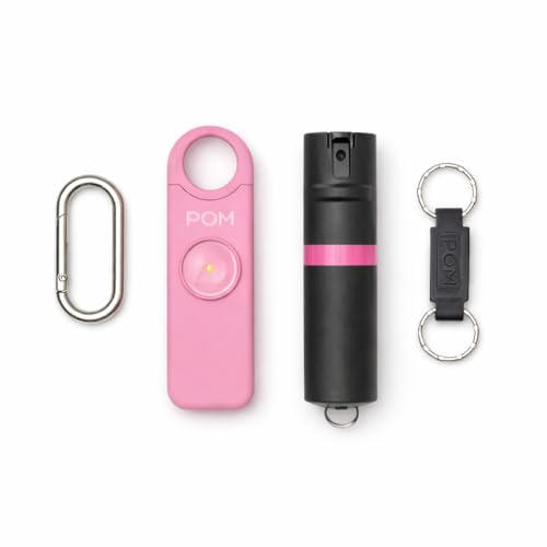 POM Pepper Spray & Personal Alarm Safety Kit – OC Self Defense Keychain Spray & Loud Emergency Alarm for Campus Safety, Women & Students - color: Black X Pink, style: Keychain Model