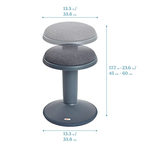 ECR4Kids Sitwell Wobble Stool with Cushion, Adjustable Height, Active Seating, Grey - color: Grey