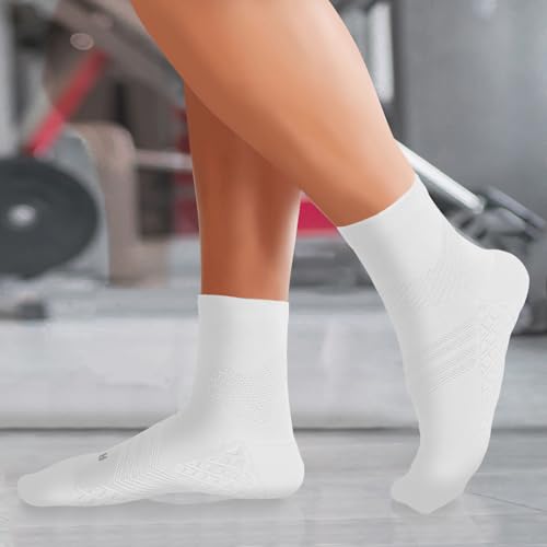 TechWare Pro Plantar Fasciitis Socks – Cushion Ankle Compression Socks Women & Men. Achilles Tendonitis Brace & Arch Support - color: White / White, size: X-Large