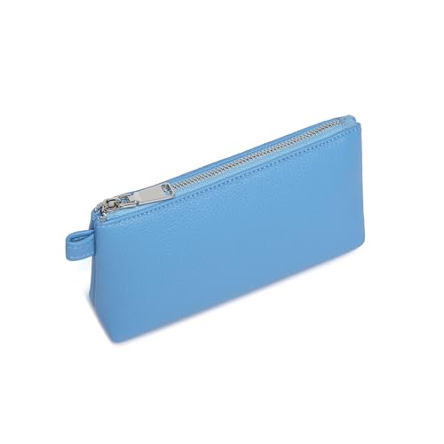 Small Makeup Bag for Purse, Leather Cosmetic (Gentian Blue) - color: Gentian Blue