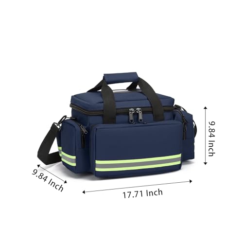 Medical Bag Empty Emergency Bag Medical Bag Organizer Professional First Responder Trauma Bag，First Aid Bag with Detachable Dividers for Nurses,Home Health Care, EMT(Bag Only) - color: Blue