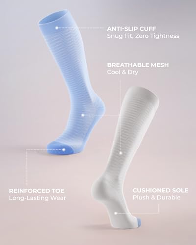 FITRELL Wide Calf Compression Socks for Women & Men - color: Black+grey+blue+white-wide Calf, size: Small-Medium