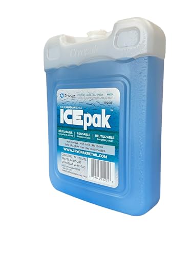 Cryopak ICEpak Hard Shell Reusable Ice Packs for Coolers and Lunch Box Use, Freezer Safe Gel Design, Professional Grade Cooling, Non-Toxic and BPA Free, Essential Travel Accessories - size: Medium (4 Pack)