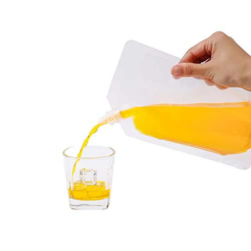 OHMAXHO Plastic Flasks, Reusable Drink Pouches, Leak-Proof for Travel, Outdoor Sports, Running enthusiasts, Concerts, Events (8OZ-16OZ-32OZ,16PCS) - color: D【8OZx6PCS+16OZx6PCS+32OZx4PCS】