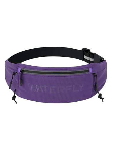WATERFLY Running Belt Fanny Pack, Runner Race Belt with Bib Clip Purple - color: Purple