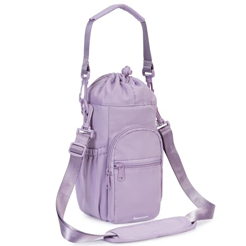 sportsnew 40oz Insulated Crossbody Water Bottle Sling Bag w/Phone Pocket - color: Purple