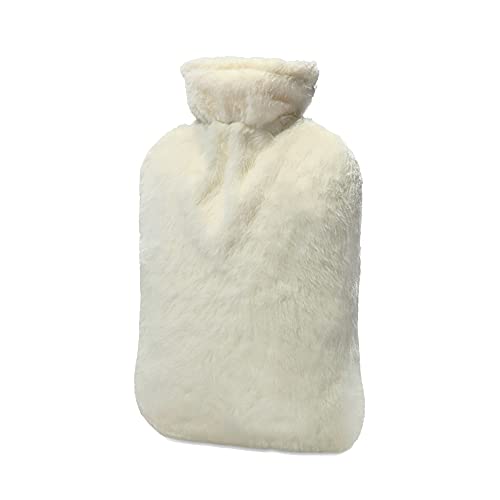 BICAREE Hot Water Bottle with Cover, 2L PVC Hot Water Bag for Neck, Shoulder Pain and Hand Feet Warmer, Menstrual Cramps, Hot Compress and Cold Therapy(Lily White) - style: White