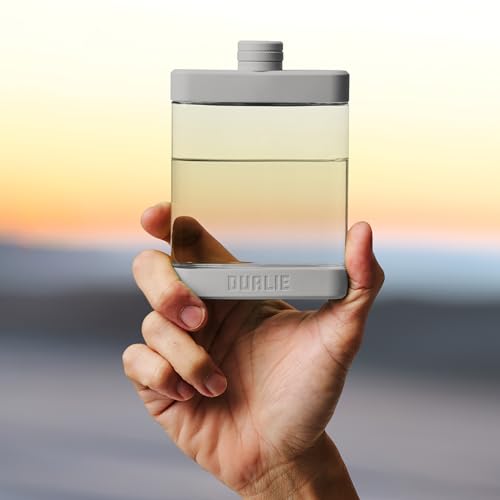 DUALIE 8 oz Hip Flask for Liquor - Shatterproof Alcohol Flasks with Clear Tritan Plastic and Silicone Grip - Flask Gift for Men & Women - Fog Gray - color: Fog Gray