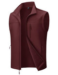 MAGCOMSEN Men's Softshell Golf Vest Outerwear Lightweight Fleece - color: Wine Red, size: X-Large