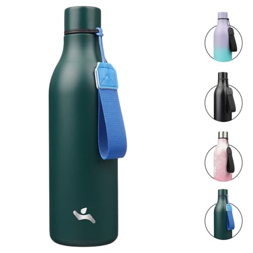 Konokyo 25 oz Insulated Stainless Steel Metal Water Bottle with Strap - color: Army Green, size: 25 Ounces