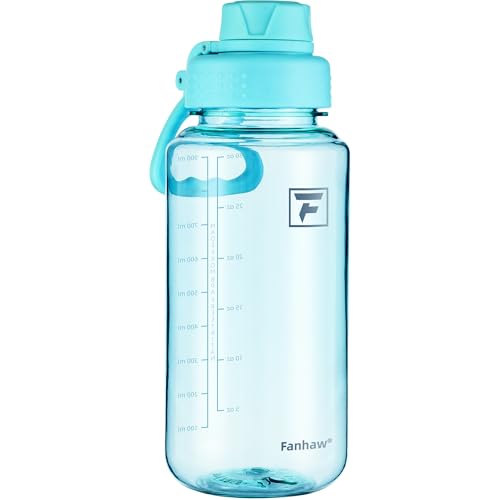Fanhaw 32oz Clear Plastic Water Bottle with Fast-Flow Lid, Baby Blue - color: Baby Blue