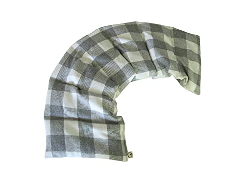 Microwavable LOVEwrap Neck & Shoulder wrap - Unscented 6 x 24 - Flax Seed - Soothes Muscle Ache Pain Relief - Natural Soft Cotton - Warming Muscle Relaxation - Flannel Buffalo Plaid Gray - color: Cozy - Gray