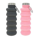 YCT Collapsible Water Bottle 17oz（500ml），Travel Portable Sport Water Bottle，Reusable Silicone Foldable Water Bottles for Gym Camping Hiking (Black+Pink) - color: Black+Pink