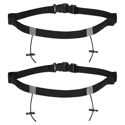 PATIKIL Elastic Triathlon Running Belt, 2 Pack Adjustable Race Number Belt Race Belt Bib Holder with 6 Energy Gel Loops for Marathons Racing Cycling, Black - color: Black