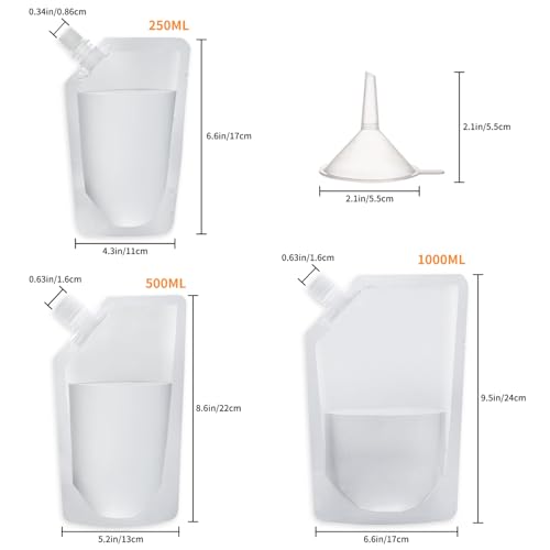 Plastic Flasks, Reusable Juice Bags, Leak-Proof, BPA-Free for Travel, Outdoor Sports, Concerts, Events(8OZx6-16OZx6-32OZx4) - color: 16 Pcs【8OZx6-16OZx6-32OZx4】