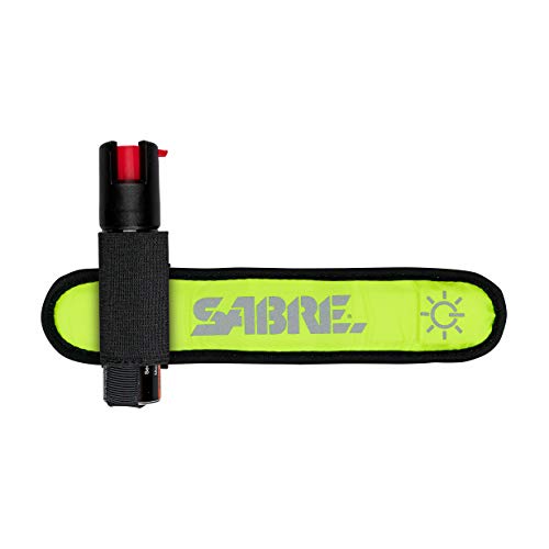 SABRE Runner Pepper Gel Spray for Running, Walking & Personal Safety - color: Pepper Gel with LED Arm Band, Yellow