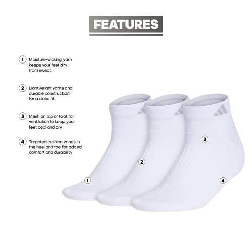adidas Women's Cushioned Socks 3 Pairs - color: White/Clear Onix Grey/3.0/Low Cut, size: Medium, style: Low Cut