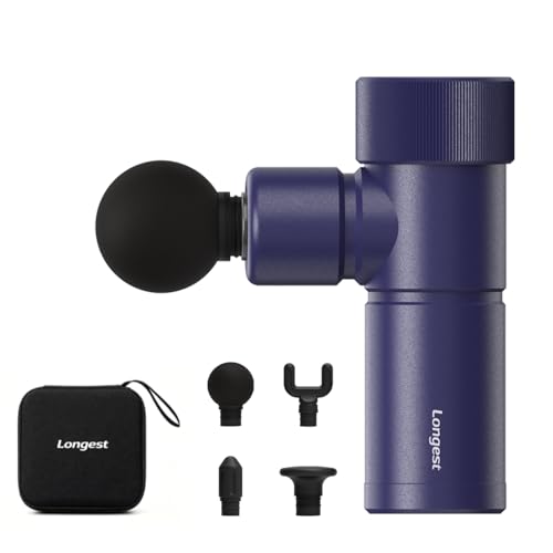 LONGEST Mini Massage Gun for Pain Relief, 4 Heads, Pro Dark Blue - color: 2. Dark Blue