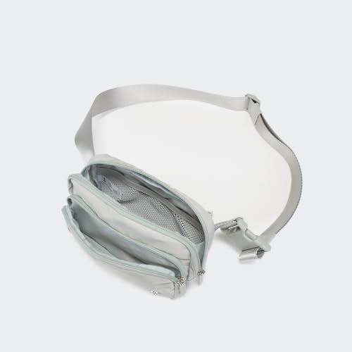 Pander Nylon Crossbody Belt Bag with Excess Strap Keepers - color: Light Gray