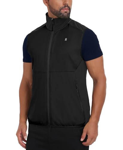 Little Donkey Andy Men's Softshell Vest Lightweight Windproof Waterproof - color: Reflective Black, size: Large