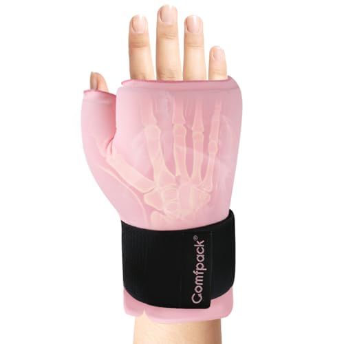 Comfpack Hand Ice Pack Glove for Arthritis Pain Relief, Wrist Ice Pack Wrap for Carpal Tunnel, Reusable Gel Cooling Glove for Tenosynovitis, Swelling, Surgery, Tendonitis - style: Pink