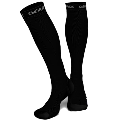 Physix Gear Compression Socks 20-30 mmHg - Men & Women - Running, Nurses, Shin Splints, Flight, Travel - color: Black, size: XX-Large