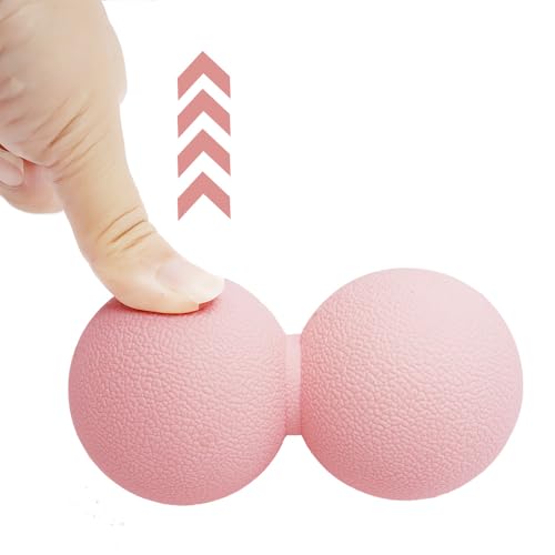 Double Lacrosse Peanut Massage Ball for Deep Tissue Pain Relief - Micro-Elastic Myofascial Roller Ball for Back and Neck, Foot and Physical Therapy (Pink) - color: Pink