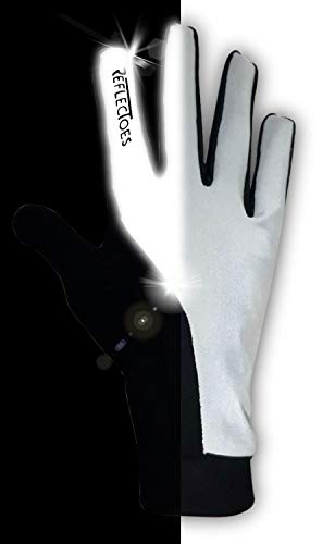 ReflecToes Reflective Winter Running Gloves, Hi Vis Neon Traffic Gloves Men - color: Black, size: X-Large