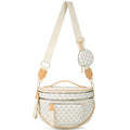 Makes Checkered Crossbody Bag Bum Bag for Women with Pouch - color: Beige Triangle