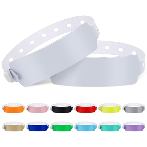 100pcs Vinyl Wristbands, Disposable Waterproof Wristbands(Color : White) - color: White