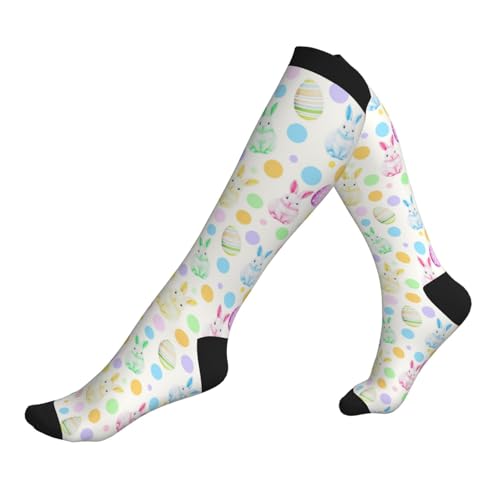 Compression Socks Knee High Support Socks Women Circulation Stockings for Athletic Running Cycling Flying - color: Easter