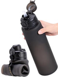 TakeToday Collapsible Water Bottles, Foldable for Travel, 32oz, Black - color: Black