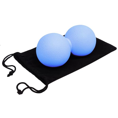 Double Lacrosse Peanut Massage Ball for Deep Tissue Pain Relief - Micro-Elastic Myofascial Roller Ball for Back and Neck, Foot and Physical Therapy (Blue) - color: Blue