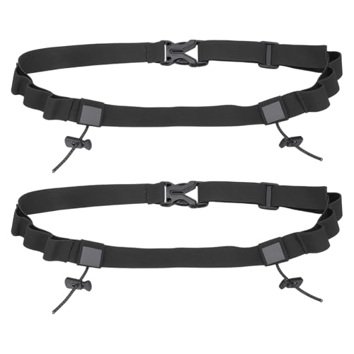 Bib Belt Race Belt Triathlon Running Number Holder 2Pcs Black - color: Black