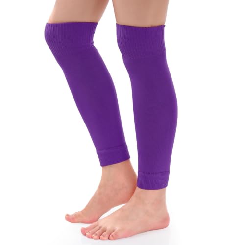 phnydreg 3 Pairs Leg Sleeve Shin Pre Cut Socks for Kids Youth Men Women Soccer Running Cycling - color: Purple