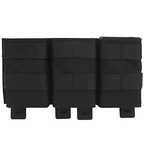 Triple Molle Mag Pouch 5.56 Tactical Open Top Magazine Holder Carrier with Quick Release Magazine Pouch Insert - color: BK