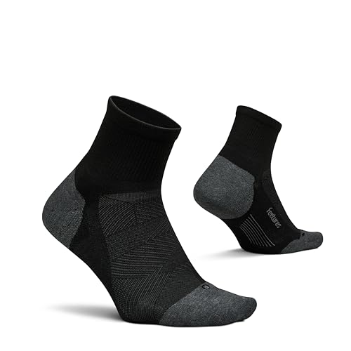 Feetures Elite Max Cushion Quarter Running Sock, 1 Pair - color: Black, size: Medium