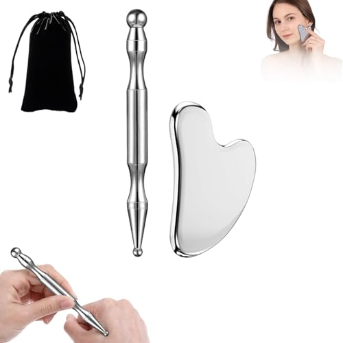 Stainless Steel Gua Sha & Acupuncture Pen, Trigger Point Massager Tool - color: 2pcs