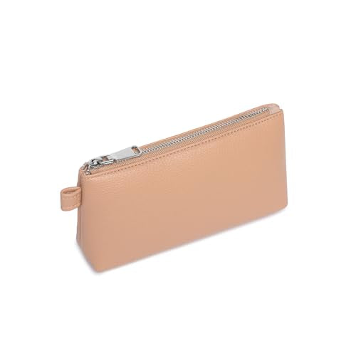 Small Makeup Bag for Purse, Leather Cosmetic (Camel Pink) - color: Camel Pink