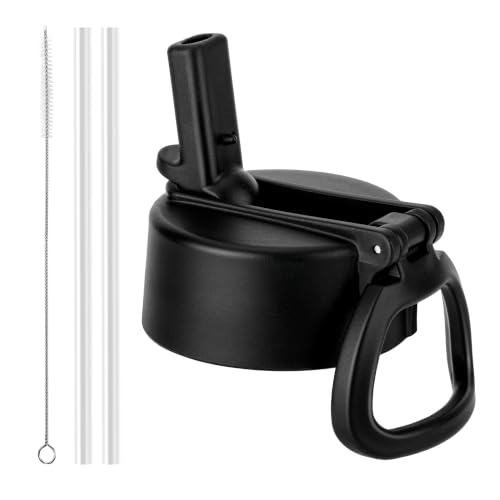 Straw Lid for Hydro Flask 12 16 18 20 32 40 64 oz Wide Mouth Bottle - color: Black 1 pack