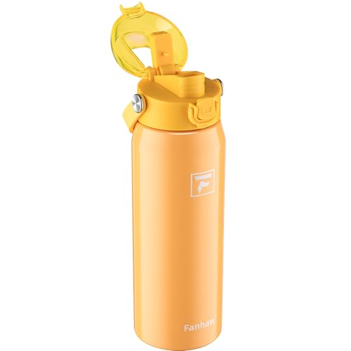 Fanhaw 24oz Stainless Steel Water Bottle with 2-in-1 Lid, Saffron Yellow - color: Saffron Yellow