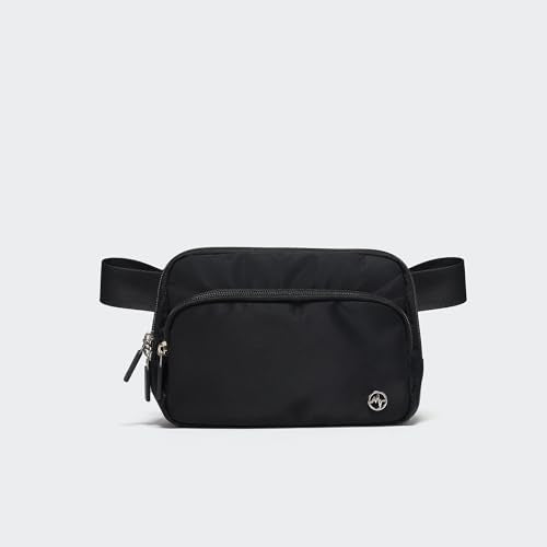 Pander Nylon Crossbody Belt Bag with Excess Strap Keepers, 6-Pocket Adjustable Sling Fanny Pack for Travel and Everyday Carry, Black - color: Black