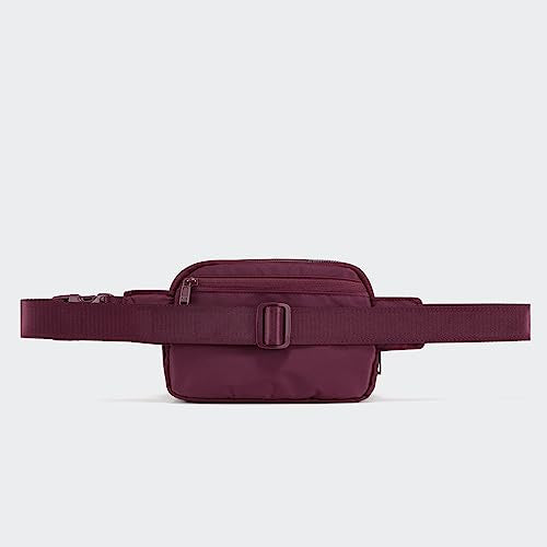 Pander Nylon Fanny Pack Belt Bag for Women with 5 Zipper Pockets - color: Red Merlot